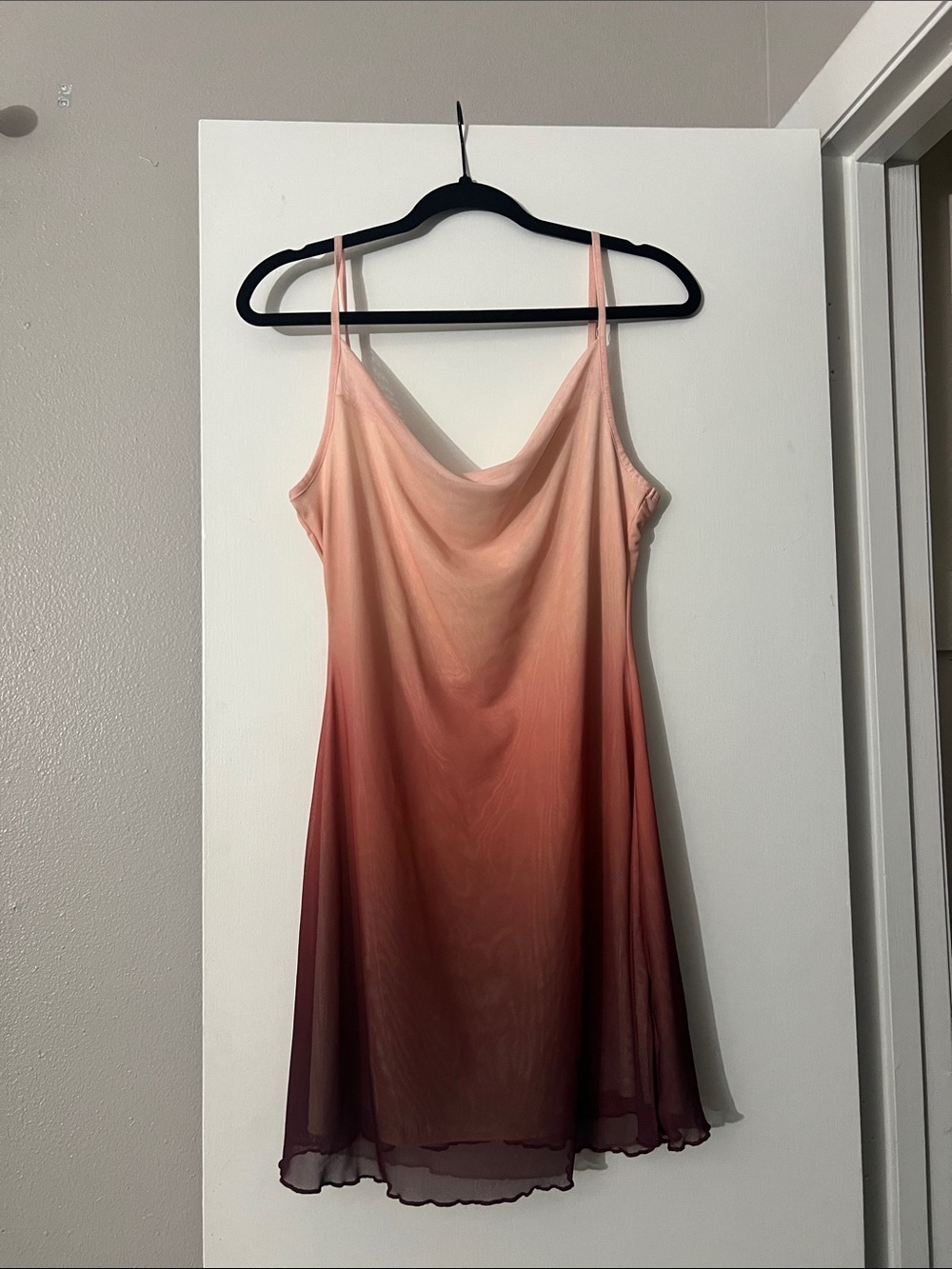 SHEIN Peach to Burgundy Ombre Slip Dress